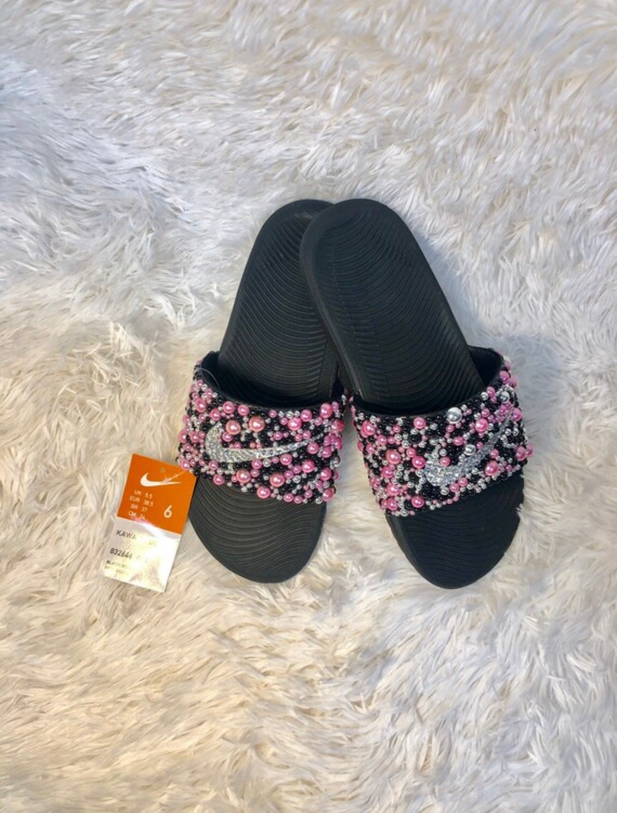 Nike Custom Bling Benassi Slides - Blooming Nuptials