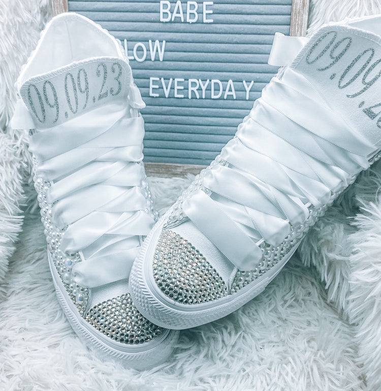 Personalized Hightop Sneakers - Blooming Nuptials