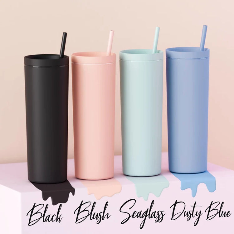 Personalized Tumbler with Straw, Bridesmaid Gift, Custom Tumbler, Acrylic Tumbler 18oz, Bridesmaid Proposal, Personalized Gift - Eluxe Creations