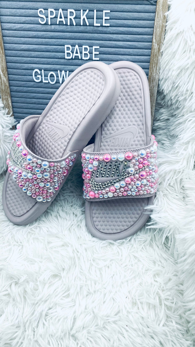 Strawberry Custom Bling Benassi Slides - Eluxe Creations