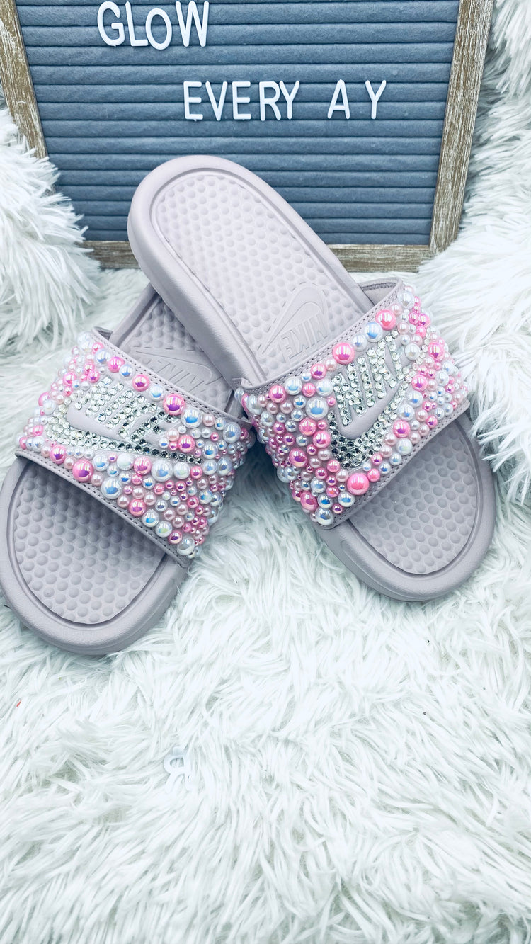 Strawberry Custom Bling Benassi Slides - Eluxe Creations