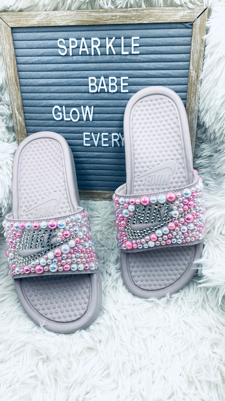 Strawberry Custom Bling Benassi Slides - Eluxe Creations