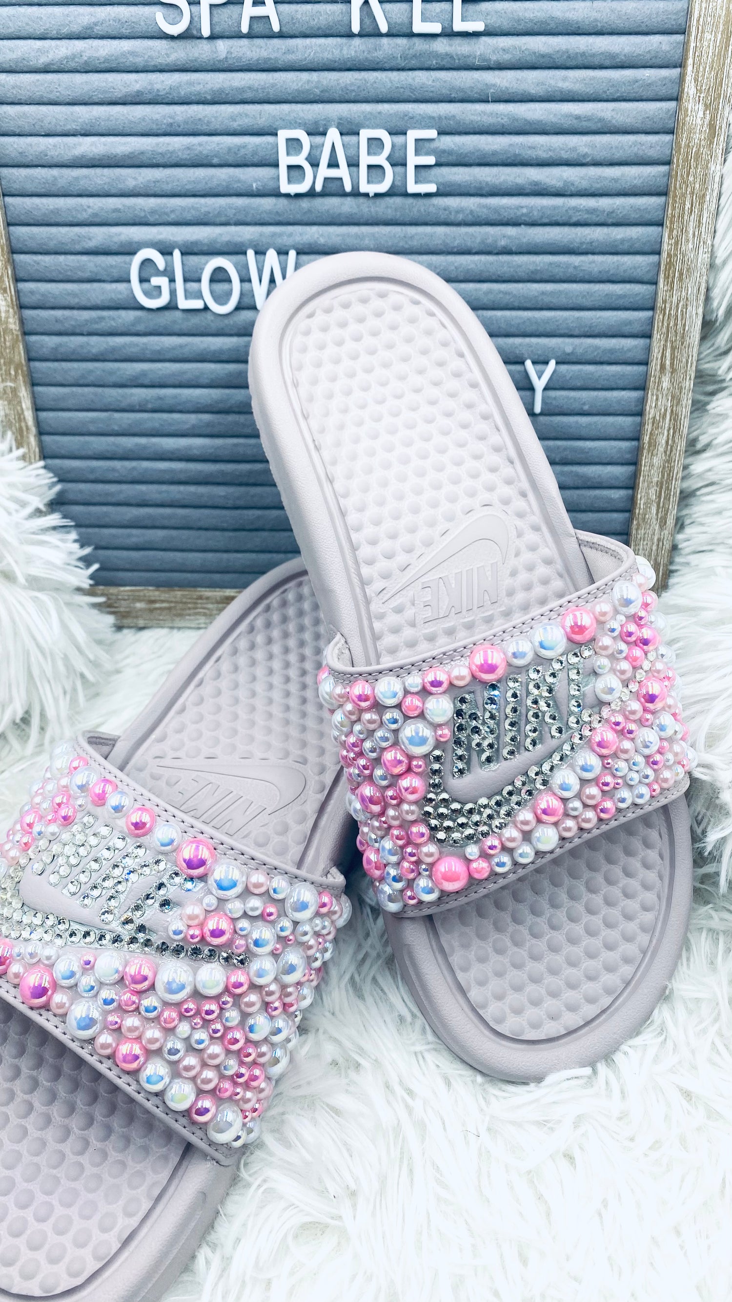 Strawberry Custom Bling Benassi Slides - Eluxe Creations