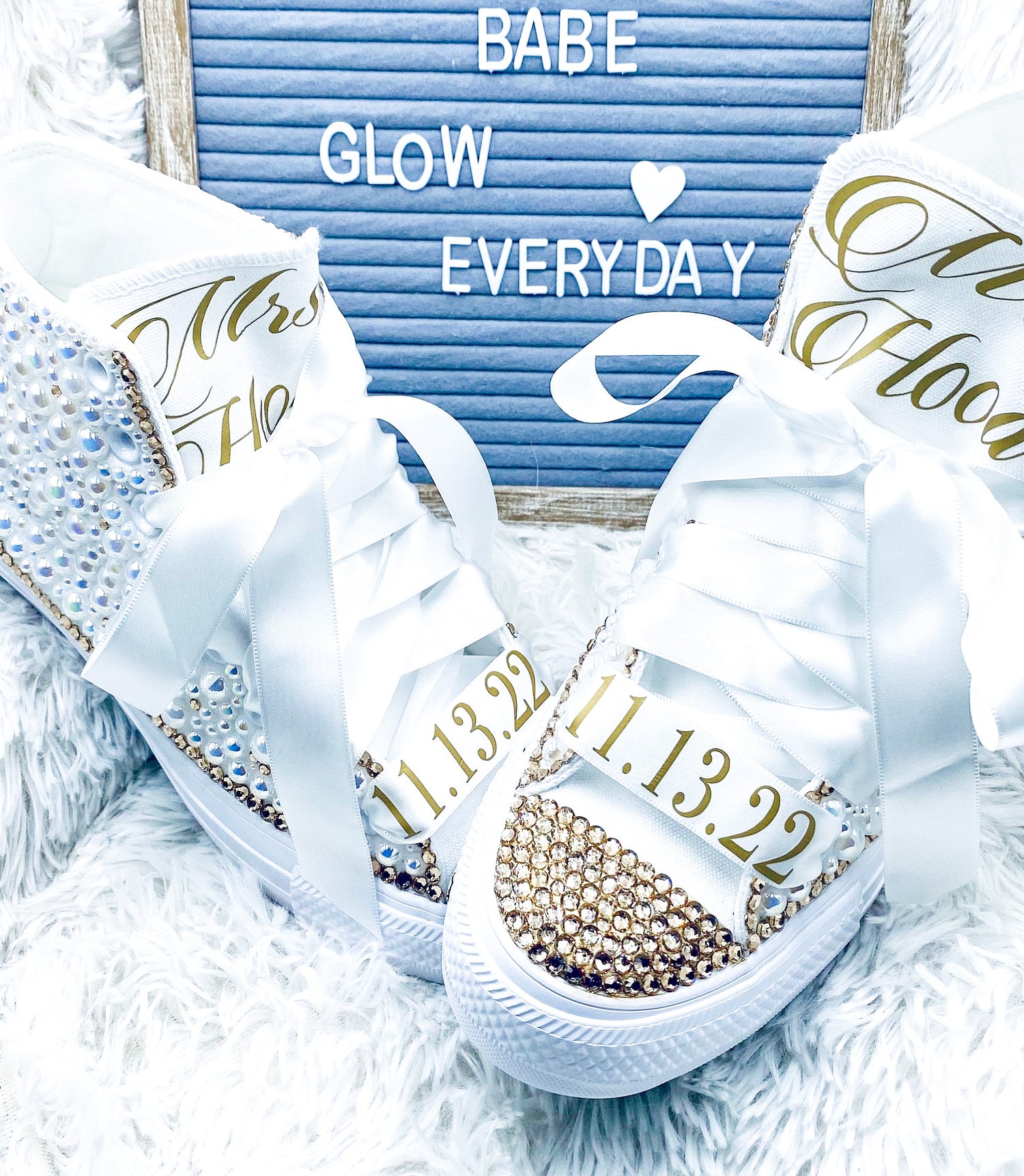 Personalized Hightop Sneakers - Blooming Nuptials