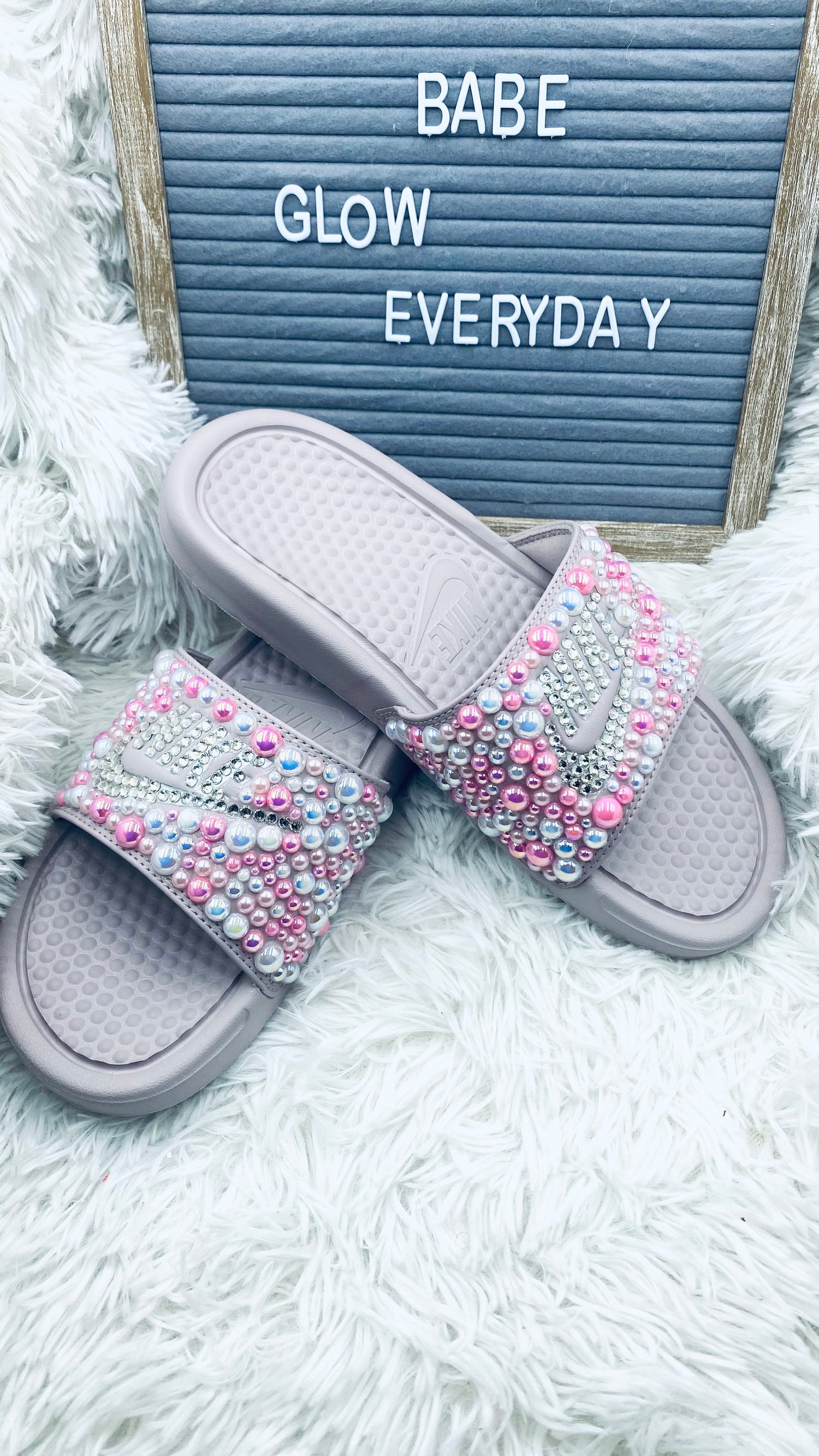 Strawberry Custom Bling Benassi Slides - Eluxe Creations