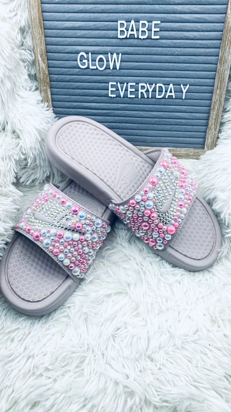 Strawberry Custom Bling Benassi Slides - Eluxe Creations