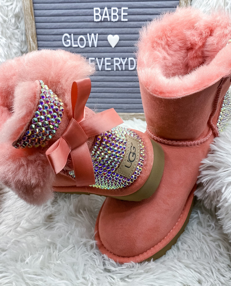 Personalized Mini Bailey Bow II Rhinestone Boots - Blooming Nuptials