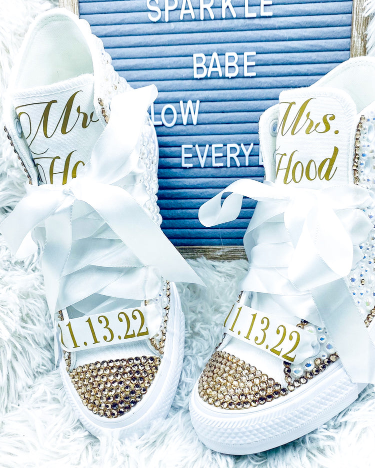 Personalized Hightop Sneakers - Blooming Nuptials