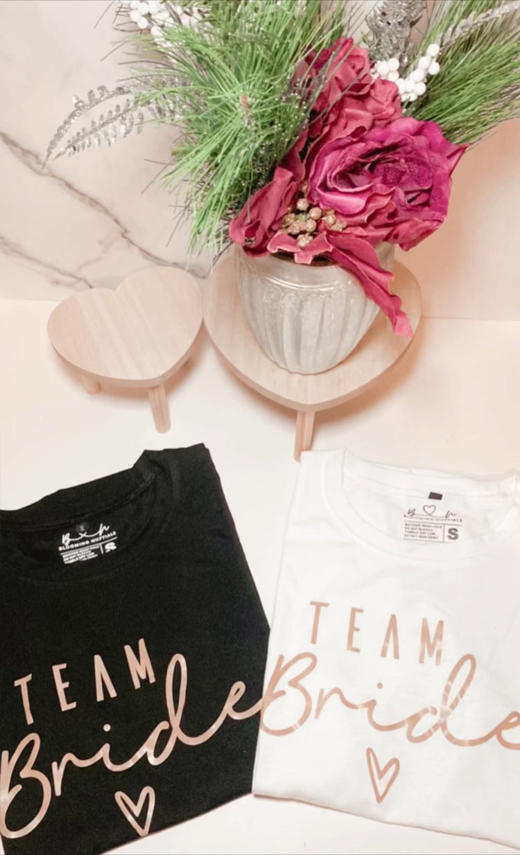 Team Bride T-shirts (Black) - Blooming Nuptials