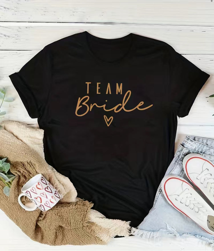 Team Bride T-shirts (Black) - Blooming Nuptials