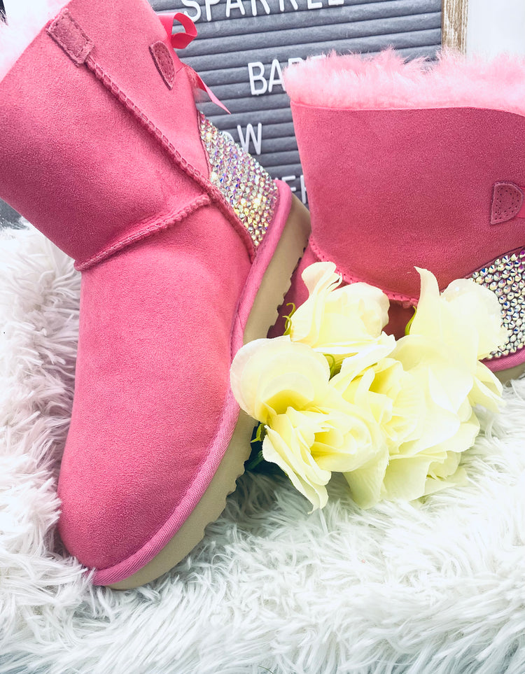 Personalized Pink Rhinestone Boots - Eluxe Creations