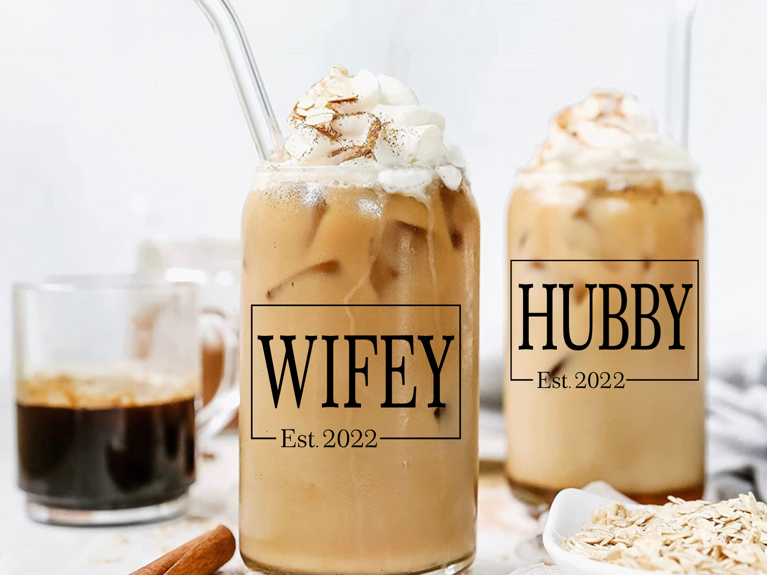 Wifey & Hubby Wedding Coffee/Beer Glass - Eluxe Creations