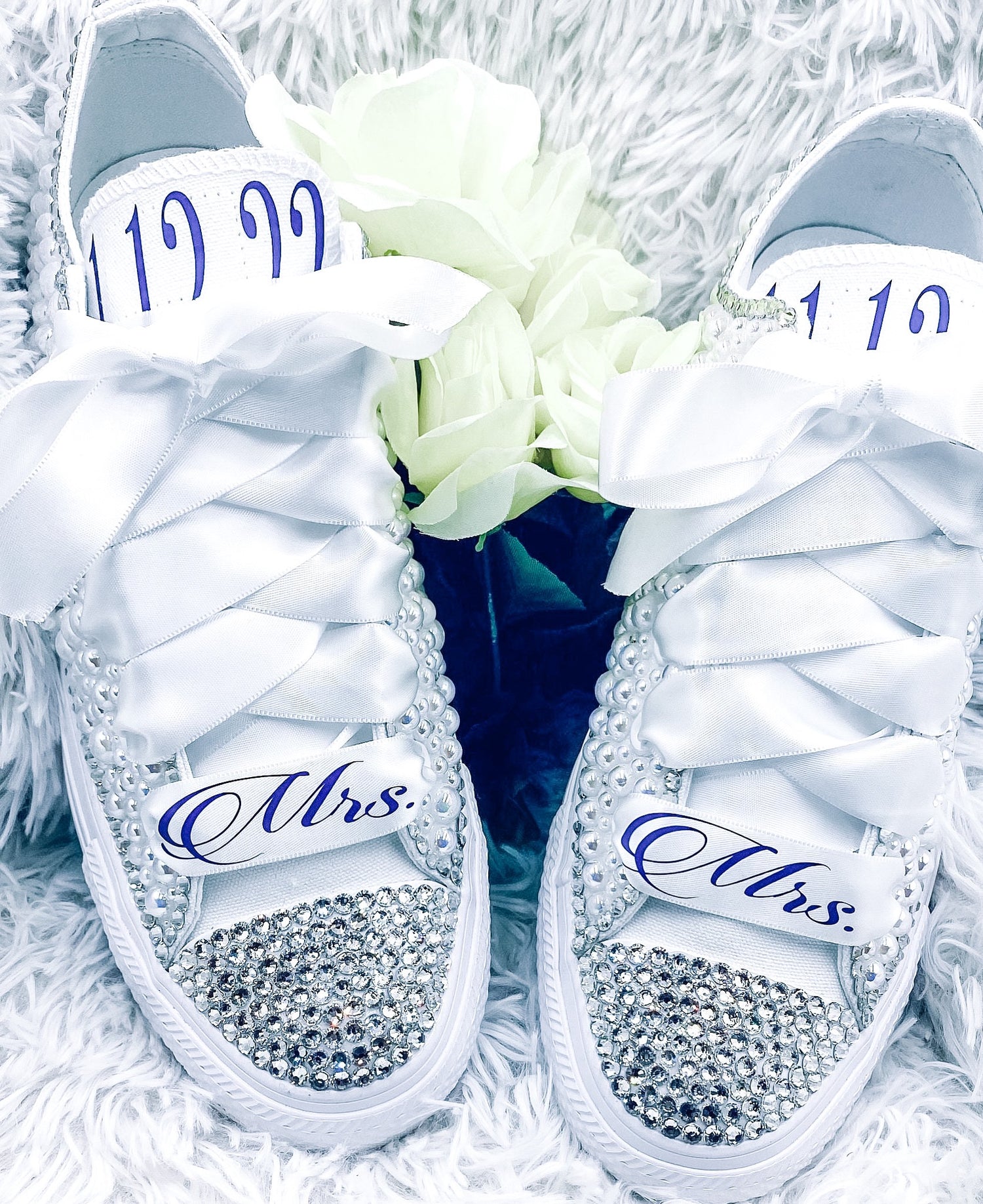 Wedding Converse. Bling and Pearl. Wedding Custom Converse. Bride Converse.  Wedding Chucks. Personalized Bride Shoe | Blooming Nuptials