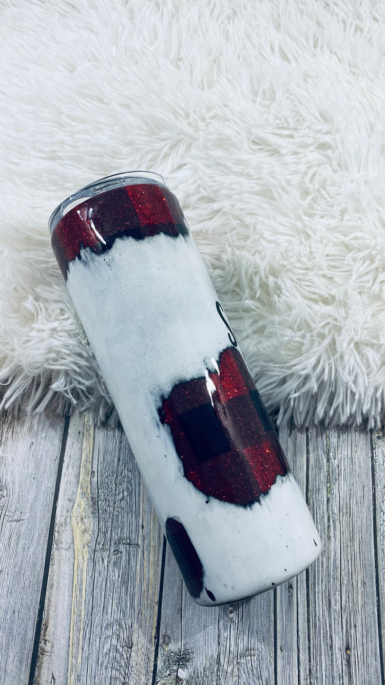 Distressed Plaid Tumbler - Eluxe Creations