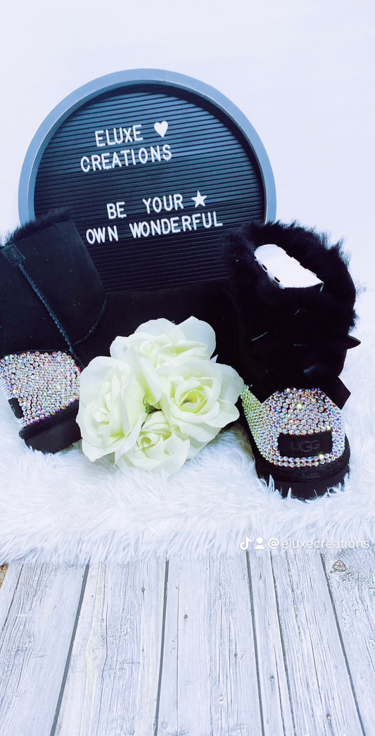 Personalized Black Rhinestone Boots - Eluxe Creations