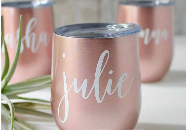 Personalized Wine Tumbler - Custom Wine cup - Personalized Wine Tumbler - Bachelorette Party Favors Personalized Wine Glass Wine Tumbler with Lid - Eluxe Creations