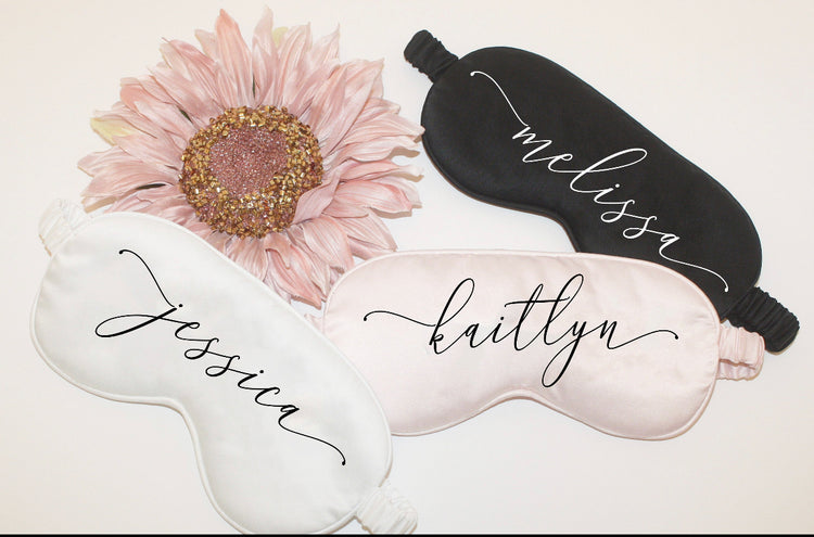 Custom Eye Mask | Personalized Sleep Mask | Custom Satin Eye Mask | Bachelorette Party Gift | Bridesmaid Proposal Gift | Bridesmaid Gift - Blooming Nuptials