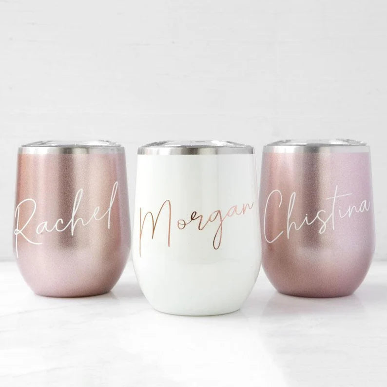 Personalized Wine Tumbler - Custom Wine cup - Personalized Wine Tumbler - Bachelorette Party Favors Personalized Wine Glass Wine Tumbler with Lid - Eluxe Creations