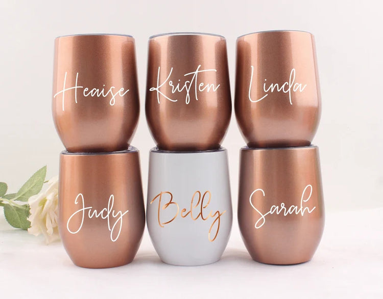 Personalized Wine Tumbler - Custom Wine cup - Personalized Wine Tumbler - Bachelorette Party Favors Personalized Wine Glass Wine Tumbler with Lid - Eluxe Creations